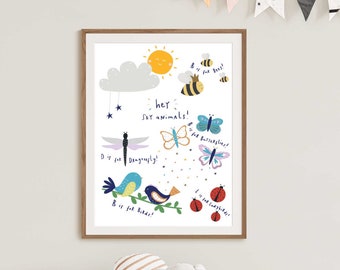 Sky Animals Nursery Print | Playful Kids Wall Art