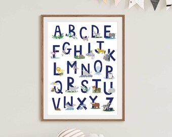 Alphabet Print | Nursery Print | Kids Wall Art