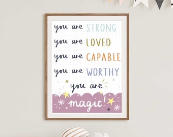 Children's Affirmation Print | Nursery Decor, You Are Magic