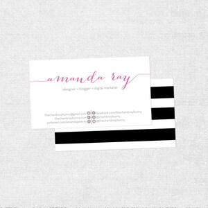 Custom Business Card - Chevron OR Stripe - Black and White & Other Colors - Customizable  - PRINTABLE / DIY