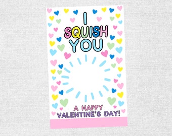 Valentine Exchange Cards, Squishie Valentine Cards, I Squish You A Valentine Card, Kids Valentine Card, School Valentines, DIY