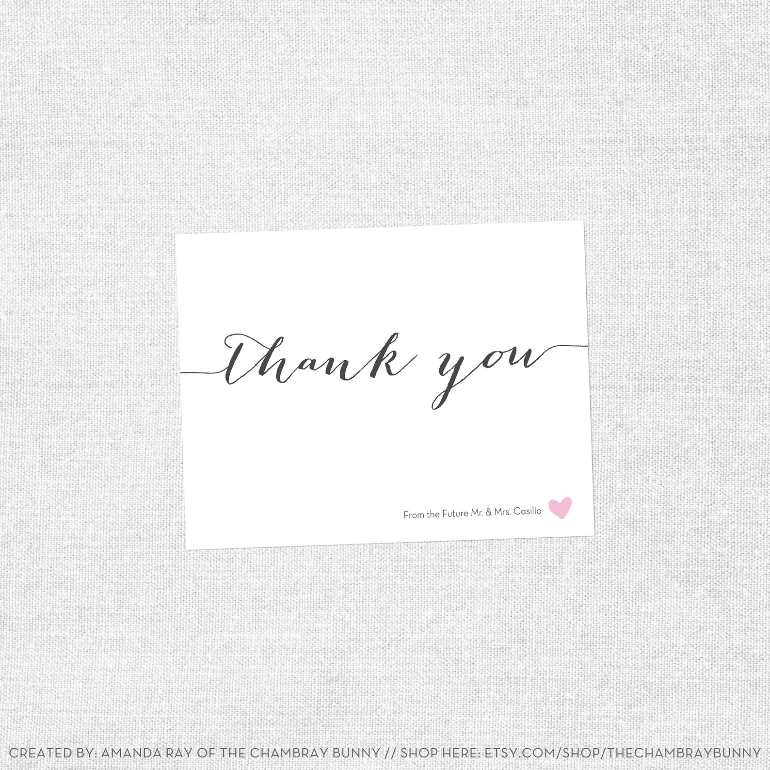 Bridal Shower Thank You, Small Heart Shower, Simple Modern Bridal