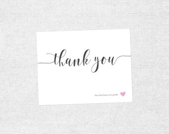 Bridal Shower Thank You, Small Heart Shower, Simple Modern Bridal Shower Thank You Card - Customizable  - PRINTABLE / DIY