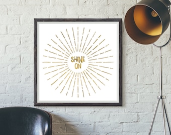 Brillo en impresión // Sunburst // Oro // Inspiración // Arte de la oficina // Arte del dormitorio // Pared de la galería