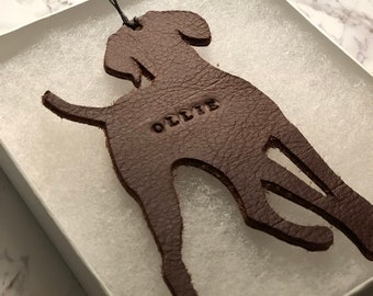 Dog / Leather Ornament / Christmas Decoration / Gift Tag / Puppy / Memory / Keepsake / Bookmark