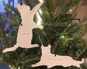 Gato / Adorno de cuero / Decoración navideña / Etiqueta de regalo / Gatito / Gatito / Memoria / Recuerdo / Marcador