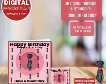 The 'Little Dog in Red Collar' Birthday Digital Download Printable small
