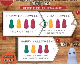 Printable Trick or Treat Gift Tag, Halloween No Tricks Just Treats Bag ...