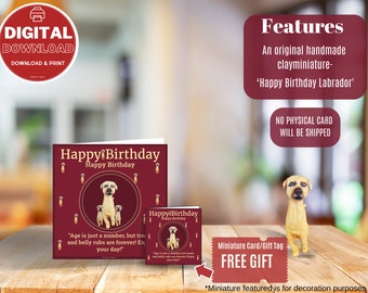 Printable Dog Birthday Card - Funny Birthday Card – 3.7” Greeting Card with Envelope - Cute Birthday Card Dog Birthday Card
