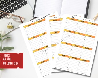 Yearly Monthly Goal Template Printable + FREE Plain Yearly Monthly Goal Template