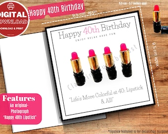Happy 40th Birthday card |40th Birthday Card | PRINTABLE Birthday Card | Funny Birthday Card | Digital Birthday Card 40 | INSTANT DOWNLOAD
