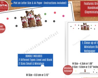Cat & Kittens Notepaper US/A4 2 diff sizes 2 Designs -Lined/Plain|Writing Bundle| Digital Printable Writing Paper | Printable | Stationery