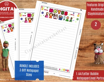 Kids Notepaper 3 diff sizes | Writing Bundle | Digital Printable Writing Paper | Writing Sheets | Letter | Printable | Stationery| Kid | Fun