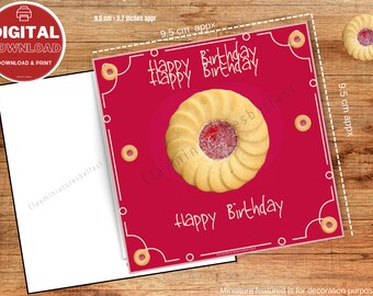 Birthday 'The Jam Biscuit Birthday Card  bright red colourful card Printable