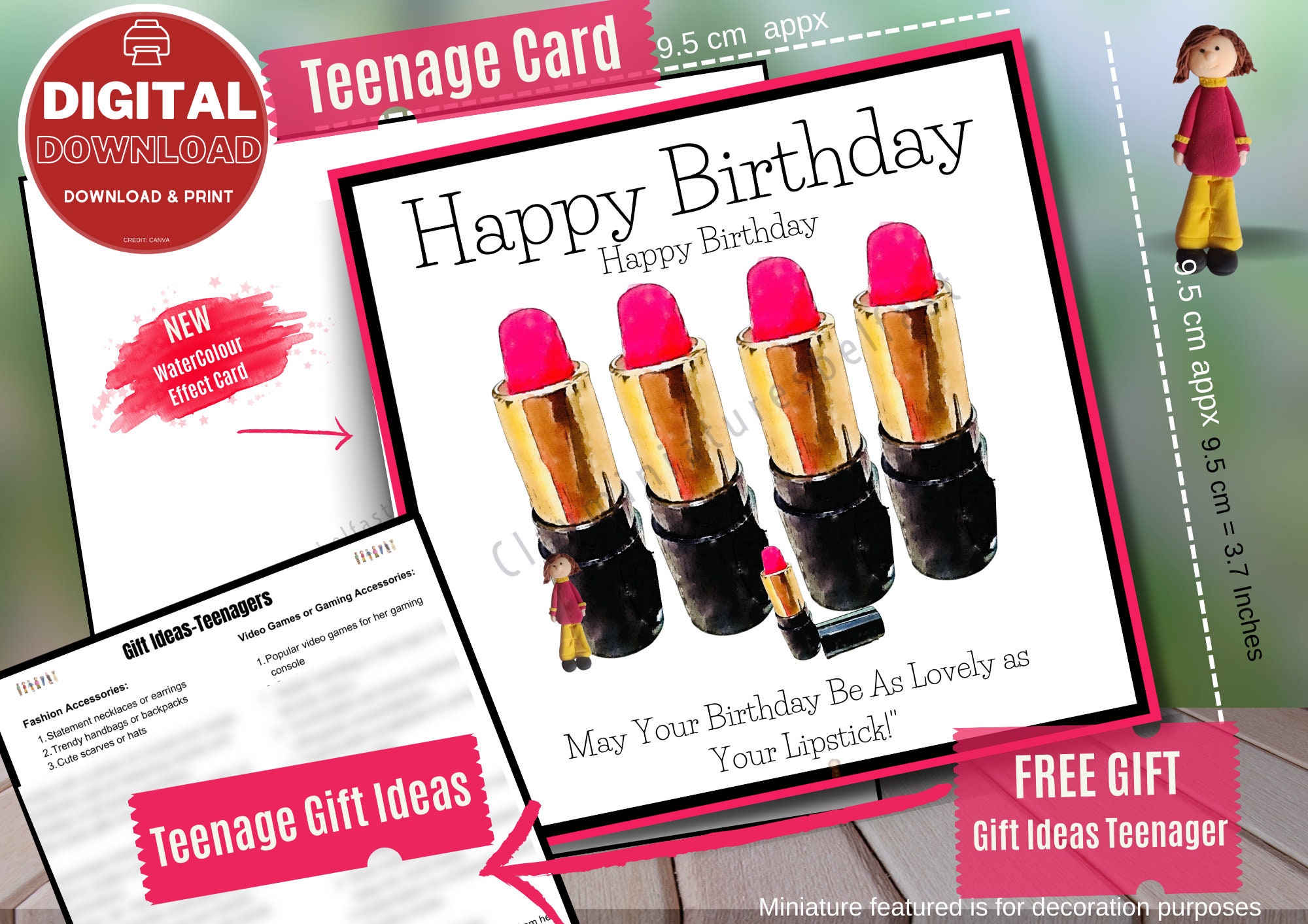 TEENAGER/GIRL Gift Ideas List & Card 'teenager 4 