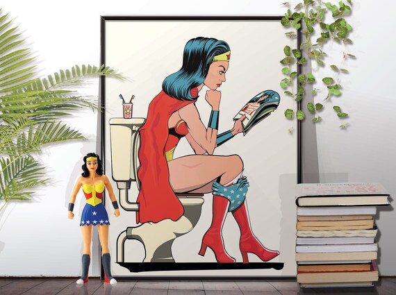 Wonder Woman Superhero Comic Book Hero Bathroom Restroom Etsy
