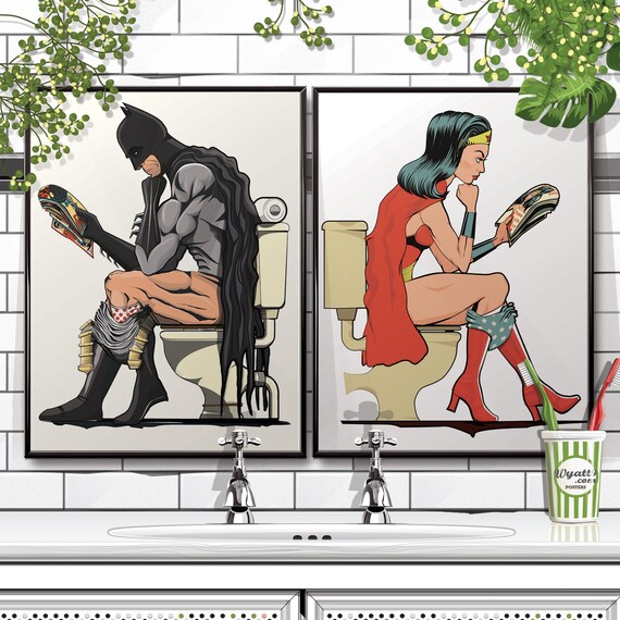 Batman And Wonder Woman Poster Comic Book Superhero Hero On Etsy