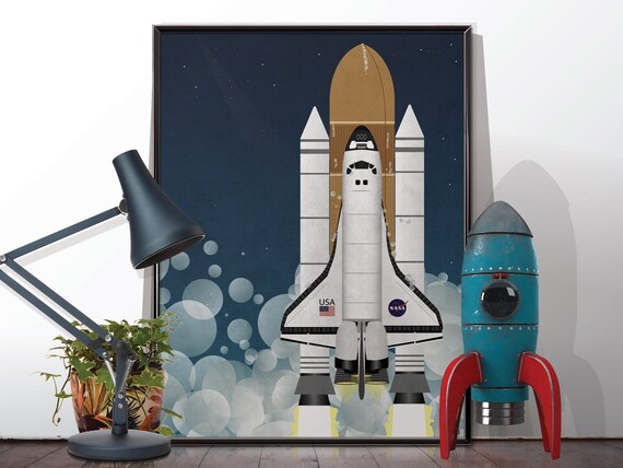 Nasa Space Shuttle Spaceship Rocket Poster Wall Art Hanging Etsy