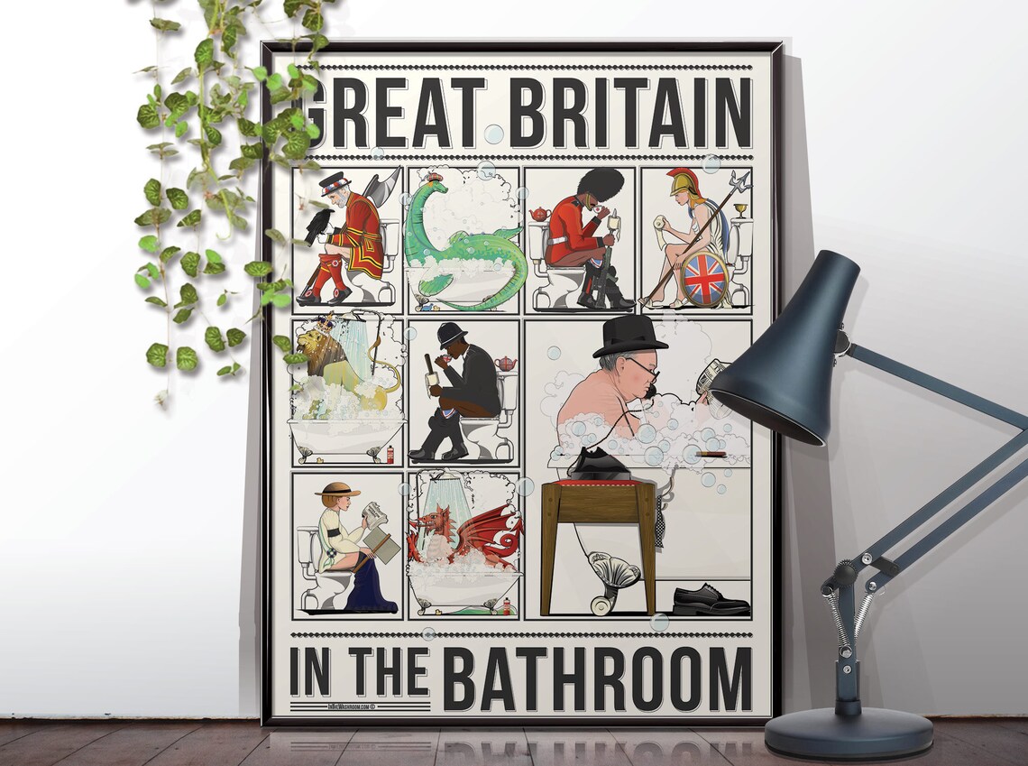 Great Britain in the bathroom Poster wall art Home Décor Etsy