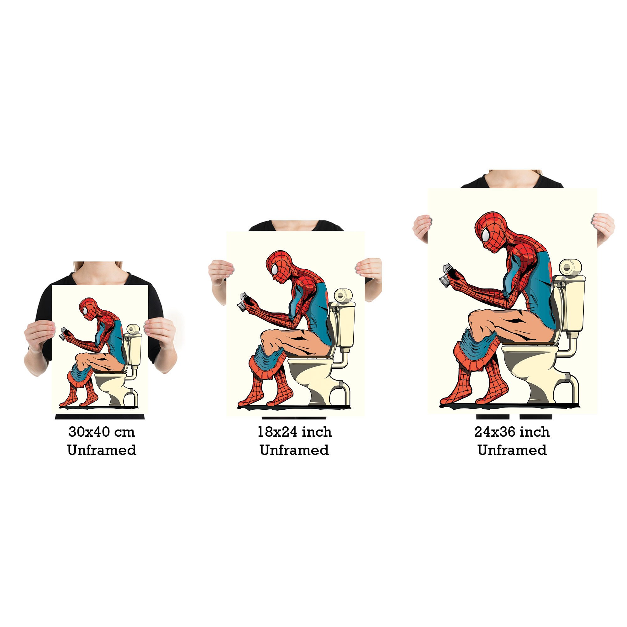 Set de póster de superhéroes en el baño. Cómic superhéroe | Etsy