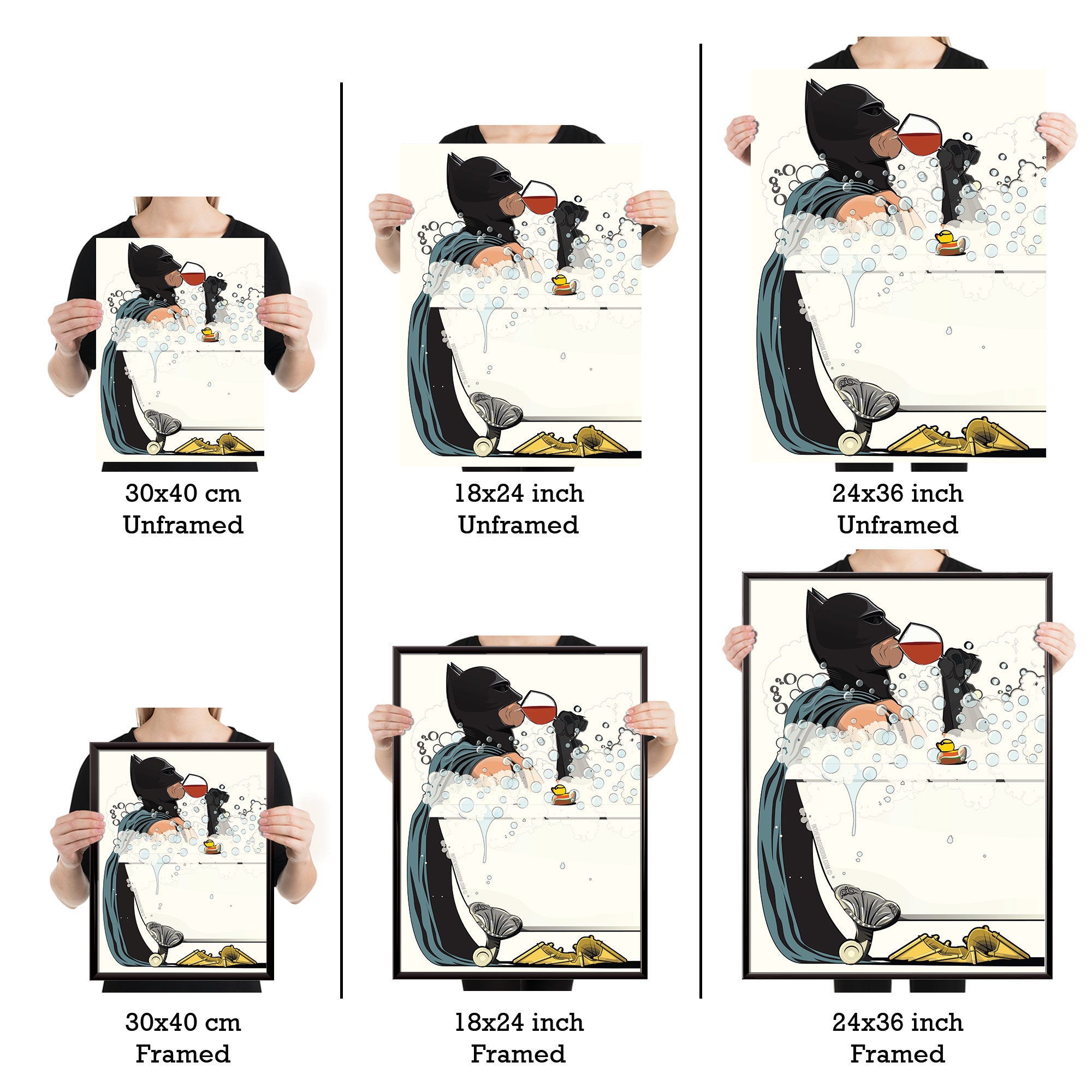 Batman y Wonder Woman en el set de carteles de baño. Baño baño | Etsy