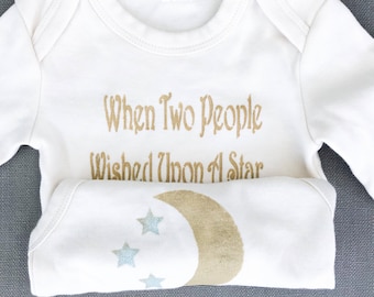 Baby Bodysuit/ Organic Cotton / Hand Printed /Wish Upon a Star
