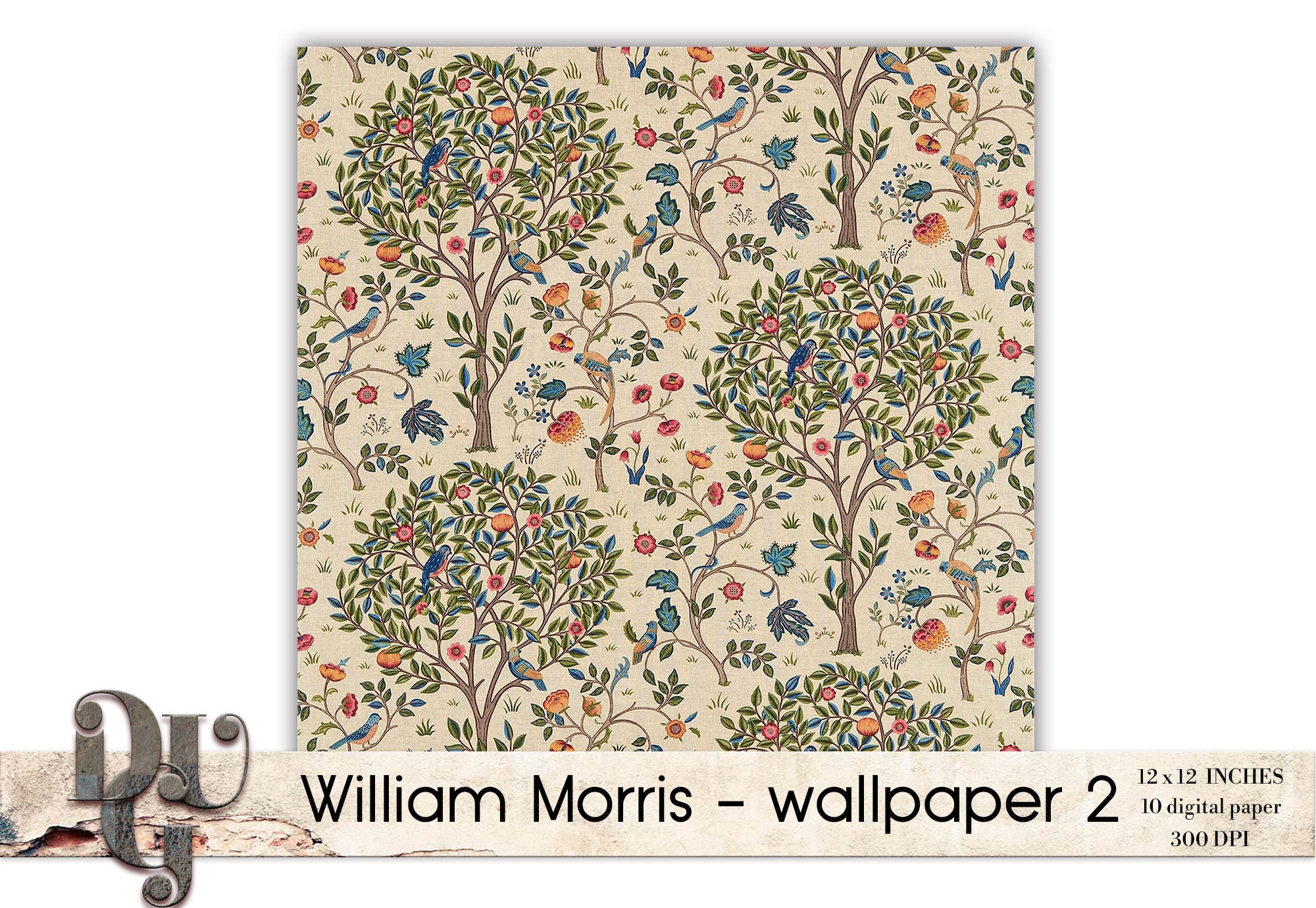 WILLIAM MORRIS 2 Digital Paper PACK. Art Nouveau Scrapbooking Etsy