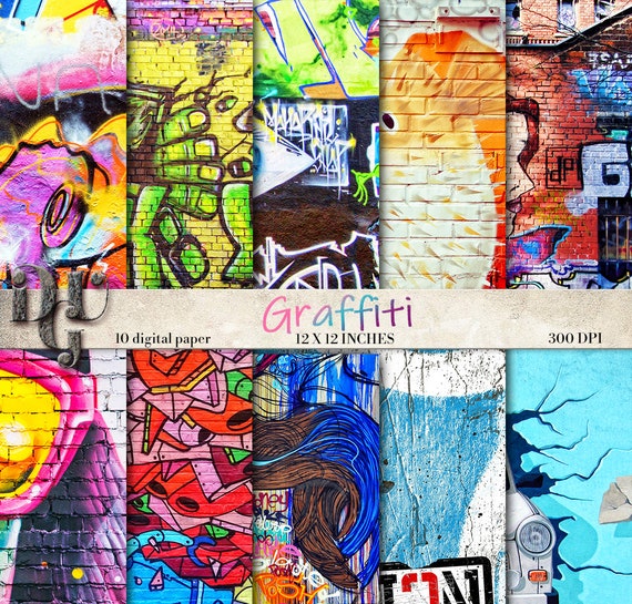 Download GRAFFITI Art Digital Paper Pack. Wall Art Paper printable ...