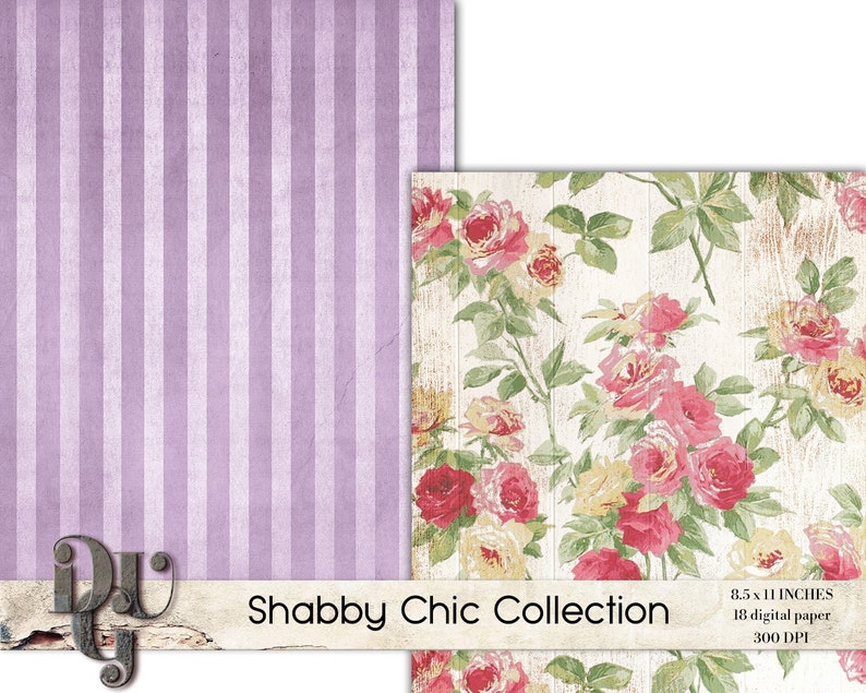 Download Shabby Chic Digital Paper Pack: Wood and floral. Scrapbook ...