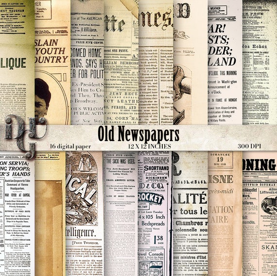 Old Newspapers Digital Paper Pack Vintage Neswspaper Pages Etsy