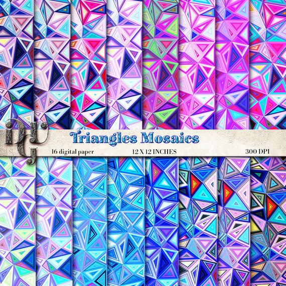 Mosaic Digital Paper: Geometric Mosaic Glass Mosaic Stained | Etsy