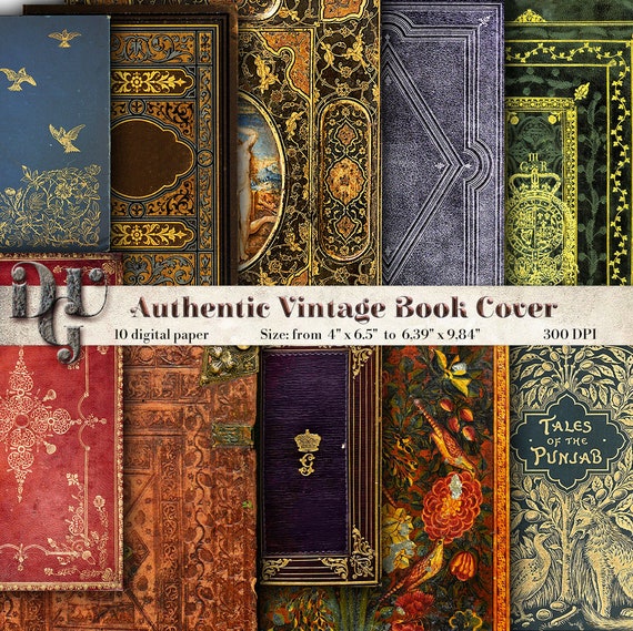 Decorative Book Cover Journal Pages Printable Vintage Book Etsy
