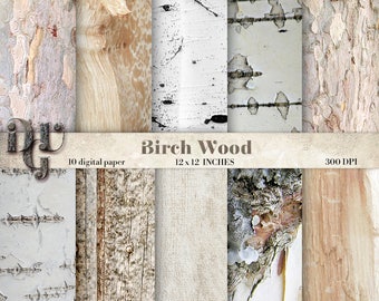 Birch Wood Digital Paper, Birch Wood Texture Paper, white wooden background Wood Background Distressed Wood Grain country wedding Des: 146