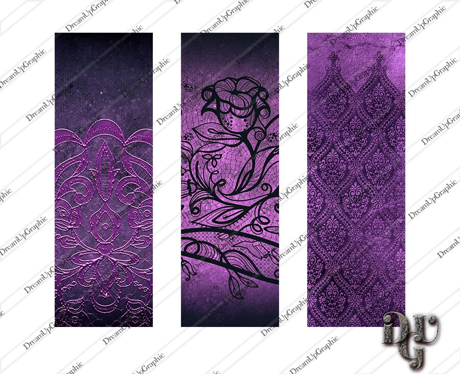 purple gothic bookmarks collage sheet gothic tags halloween etsy