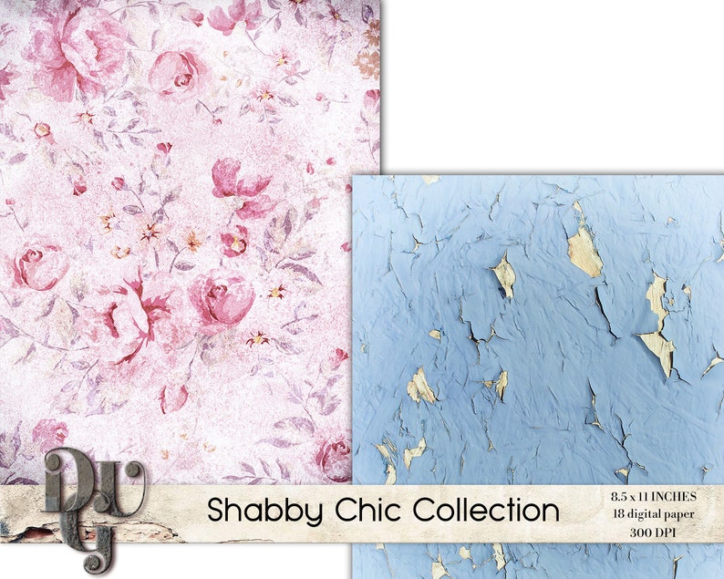 Download Shabby Chic Digital Paper Pack: Wood and floral. Scrapbook ...