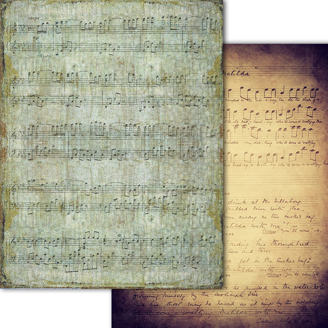 Antique Music Paper Vintage Sheet Music Digital Paper Pack. Etsy