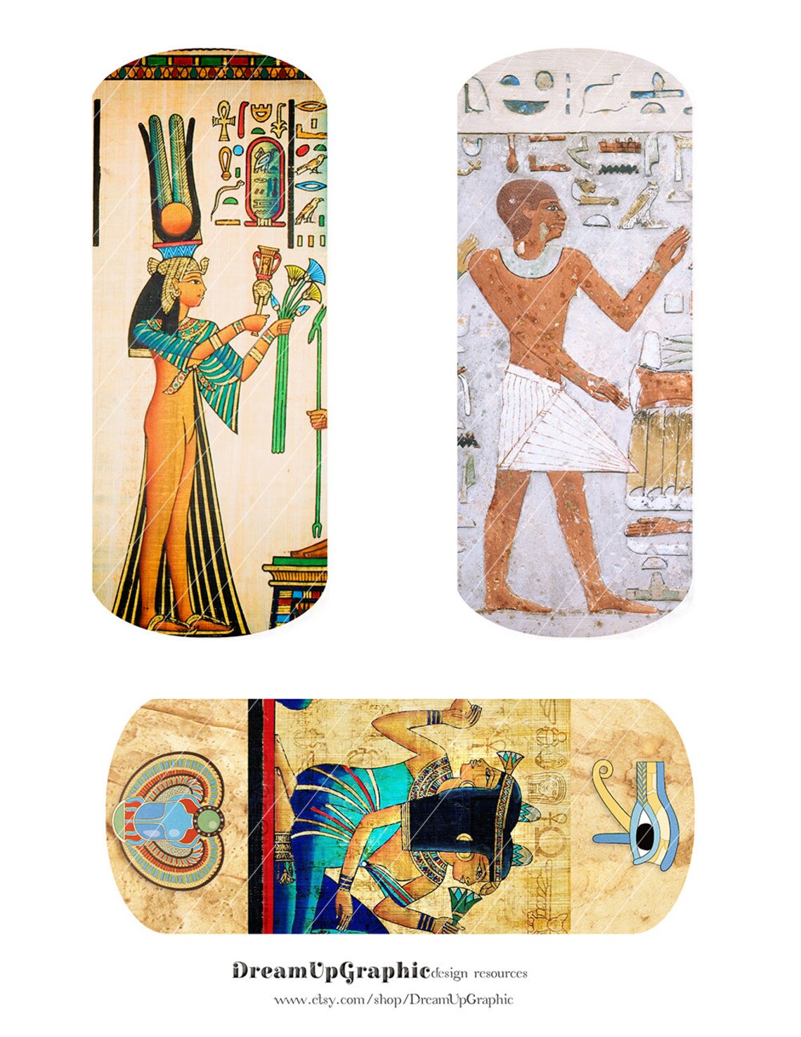 ANTIQUE EGYPT Bookmarks Digital Collage Egyptian painted | Etsy