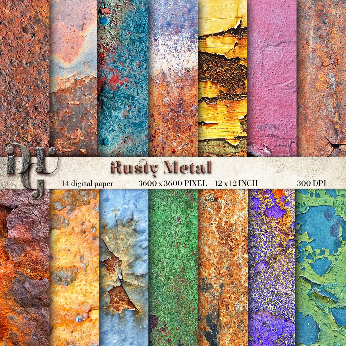 Download Rusty digital paper pack metal texture rusted metallic ...