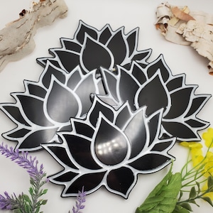 Set of Black and White Lotus Flower Coasters