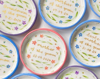 Mother of the Bride Gift, Mother of the Groom Wedding Bridesmaid Jewellery Ring Dish, Watercolour Vintage Floral, Small