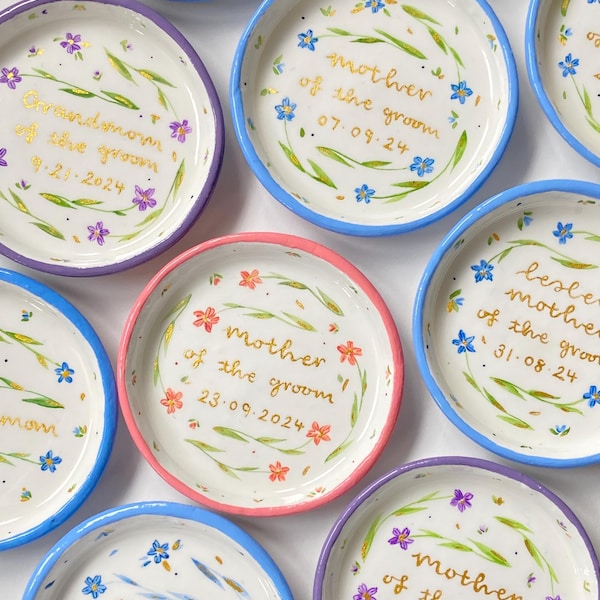 Mother of the Bride Gift, Mother of the Groom Wedding Bridesmaid Jewellery Ring Dish, Watercolour Vintage Floral, Small