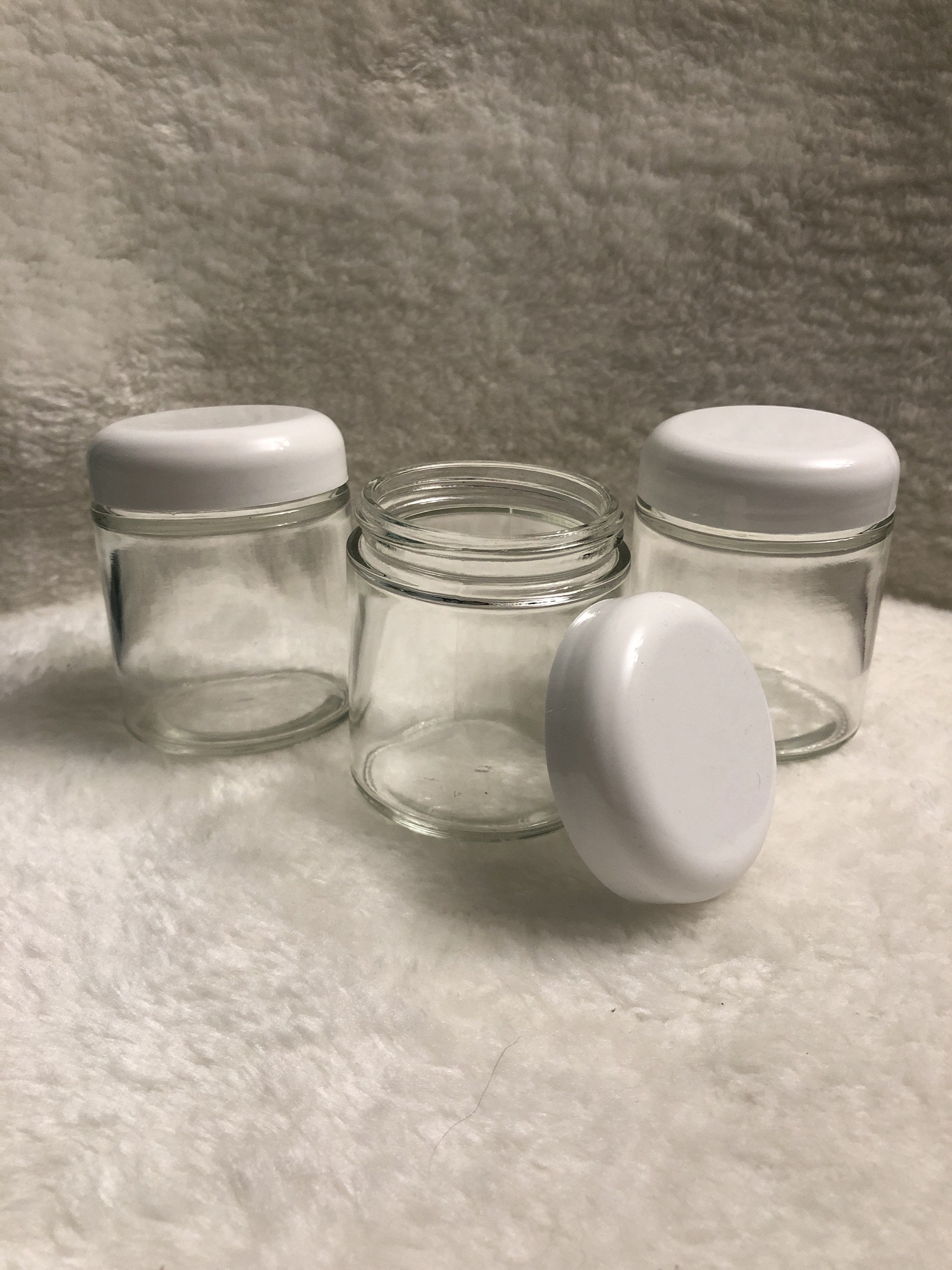 New 4oz glass jars with white dome lids Set of 3 Etsy