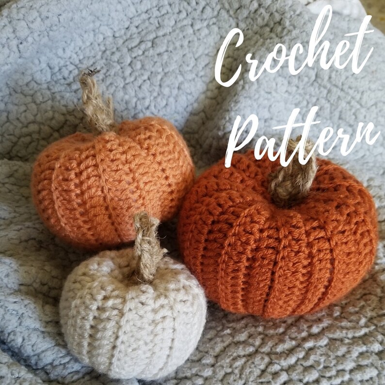 Pumpkin Crochet Pattern, Rustic Yarn Pumpkin, Fall Decor, Knit Autumn Home Decoration, DIY Crochet Pumpkin Pattern, Instant Download image 1