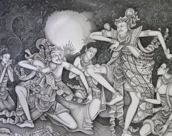 Hand painting Balinese Bali Ramayana Unique 172