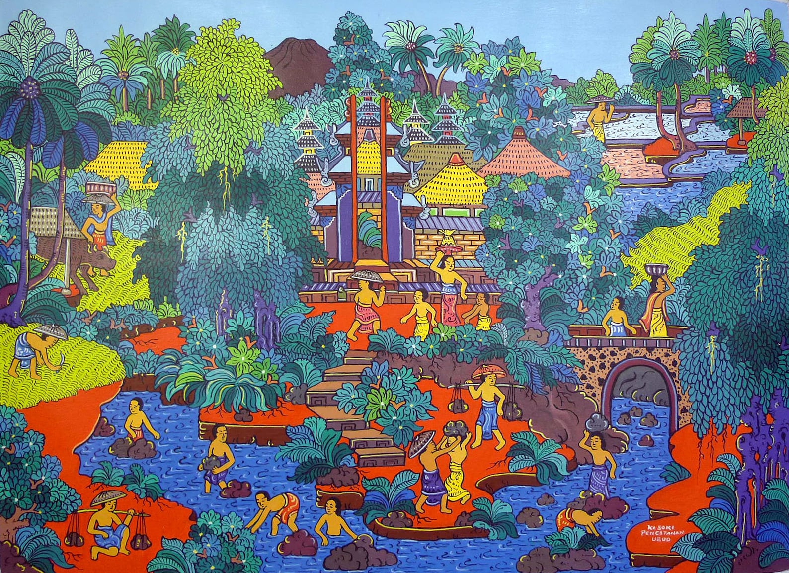 Hand painting Balinese Bali Sungai Campuan Ketut Soki River Etsy