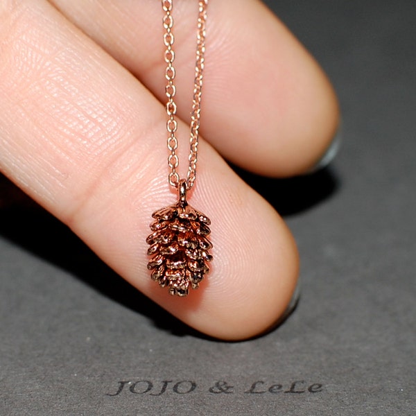 Rose gold pine cone necklace, rose gold necklace, minimalist necklace, dainty necklace