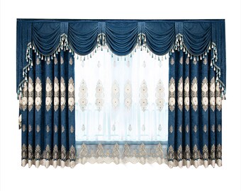 New European Style Curtain Fabric Embroidery Curtains for Living Dining Room
