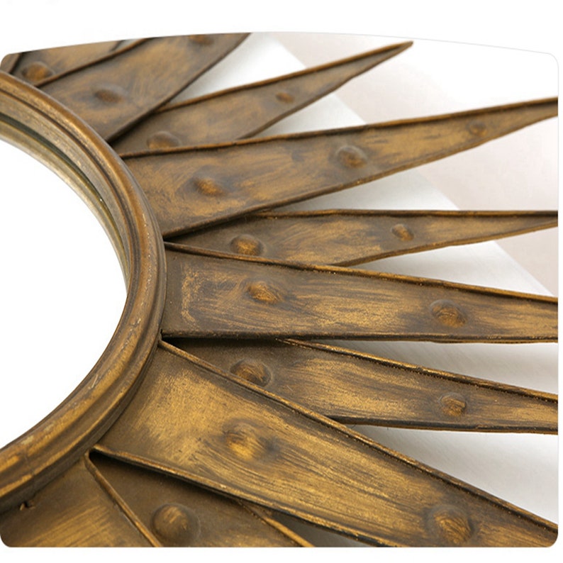 Round Sunburst Wall Mirror With Rustic Gold Finish for Home Etsy