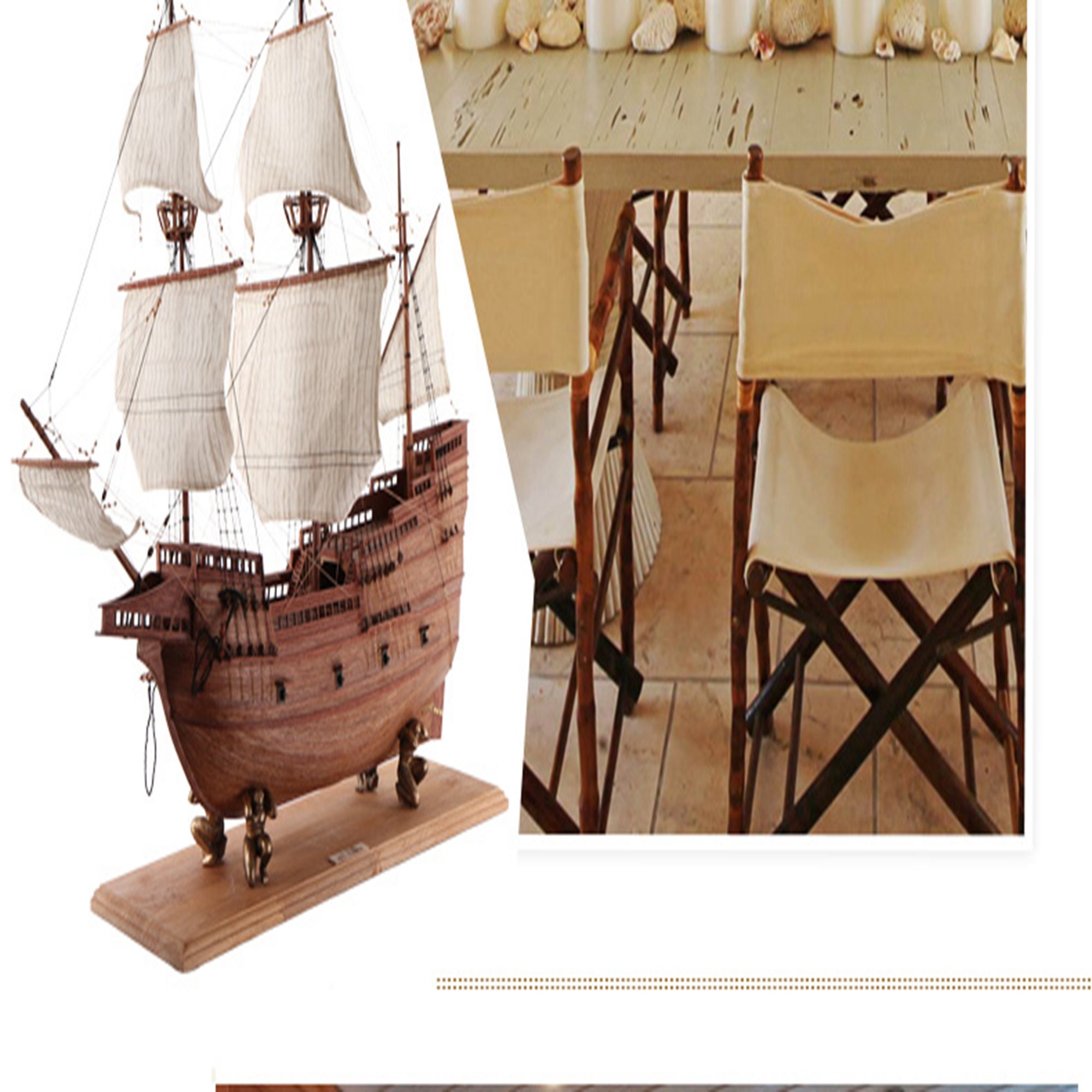 Simulación de adornos modelo de velero de madera decoración de | Etsy