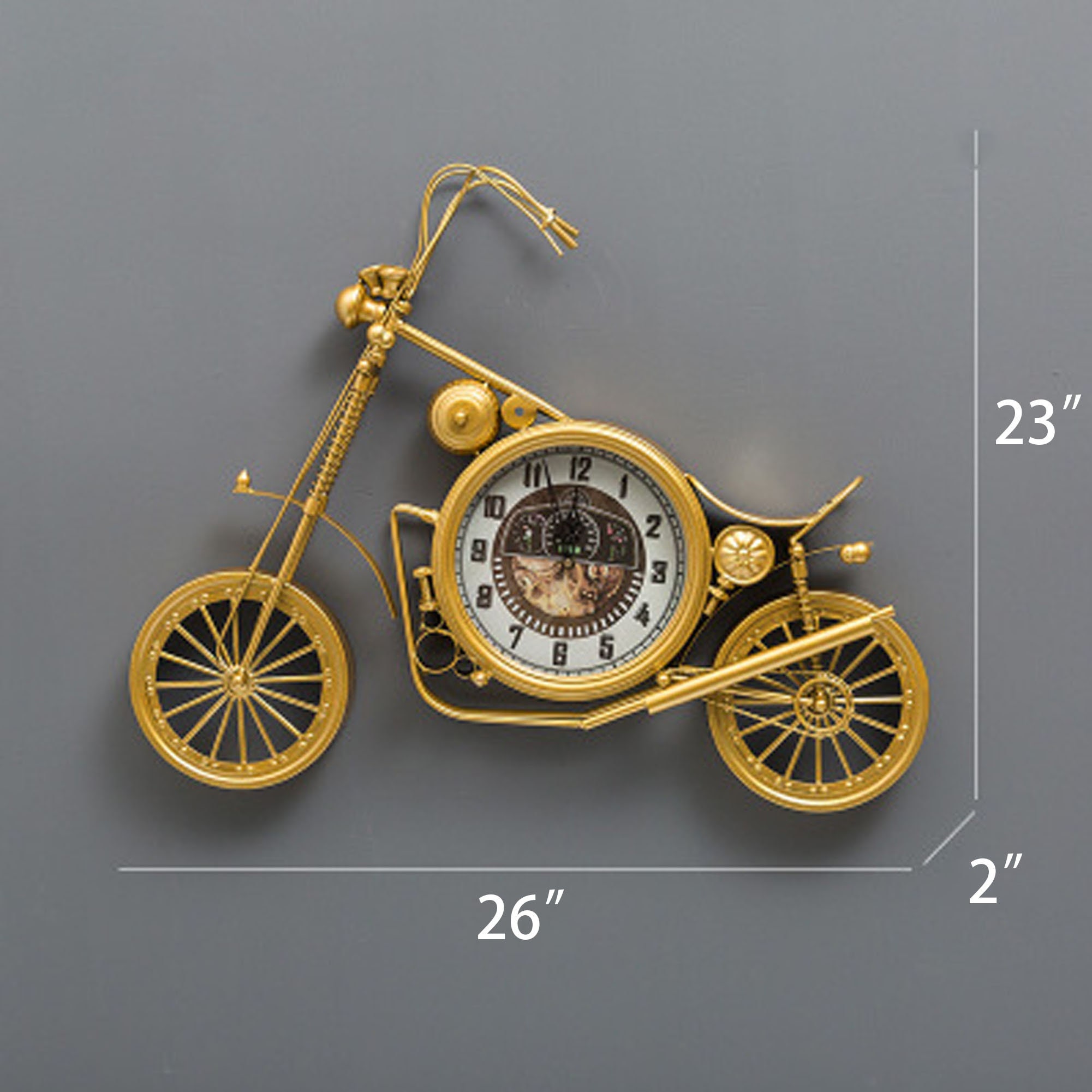 Vintage Large Wall Clock Motorcycle Industrial Style Retro Etsy